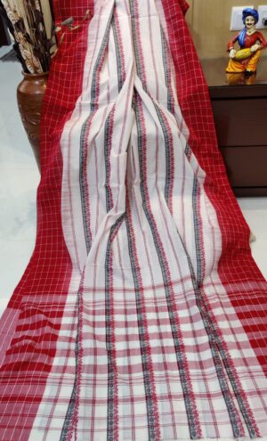 Pure handloom Red check border