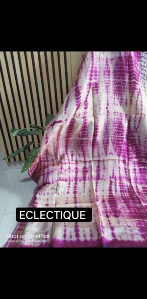 Pure Gachi By Gachi Tussar Shivory with tie-dye body and Worli Work