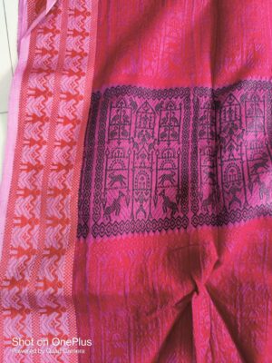 Pure Gachi By Gachi Tussar Shivory with tie-dye body and Worli Work