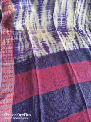 Pure Gachi By Gachi Tussar Shivory with tie-dye body and Worli Work