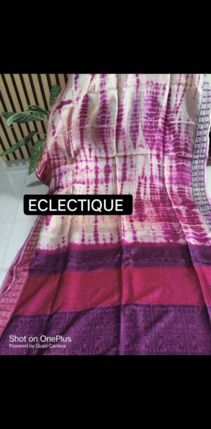 Pure Gachi By Gachi Tussar Shivory with tie-dye body and Worli Work