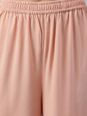 PEACH GEORGETTE THREAD WORK KURTA WITH SHARARA